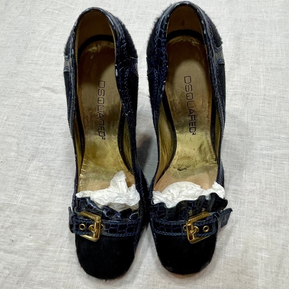 DSQUARED2 - Pony & Alligator 4.5" Heels - Navy - Size 37 - Picture 3 of 8